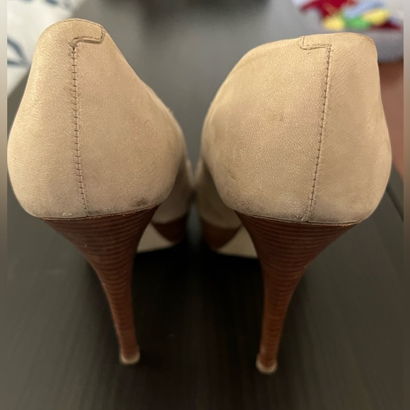 Enzo Angiolini "EaSully" Nude Leather Peep Toe Pumps 9M - Picture 7 of 11
